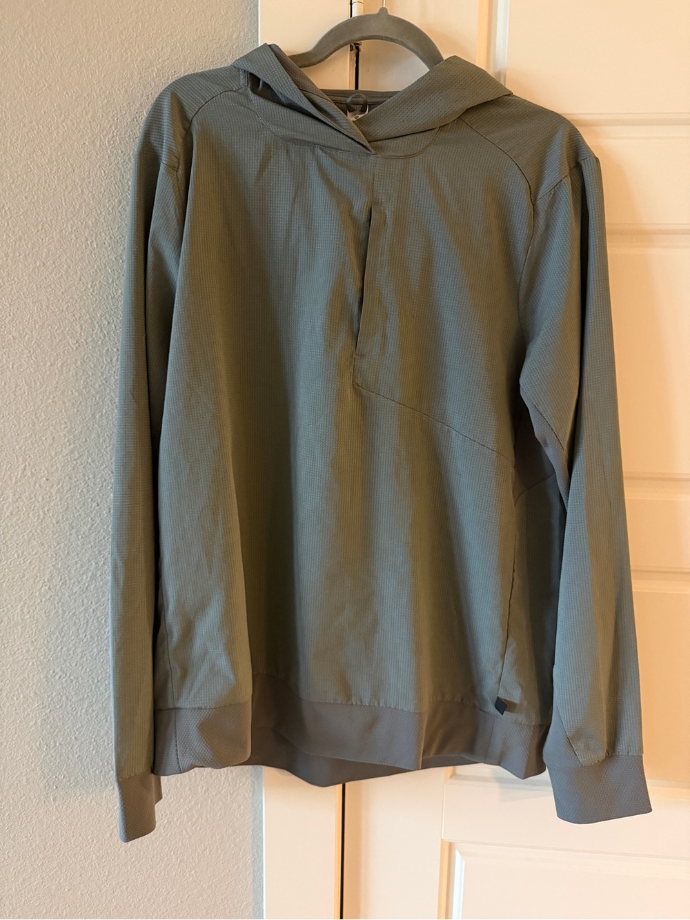 Lululemon The Lab NYC Technical Performance wear Hoodie Gray Grid-style Sz Large